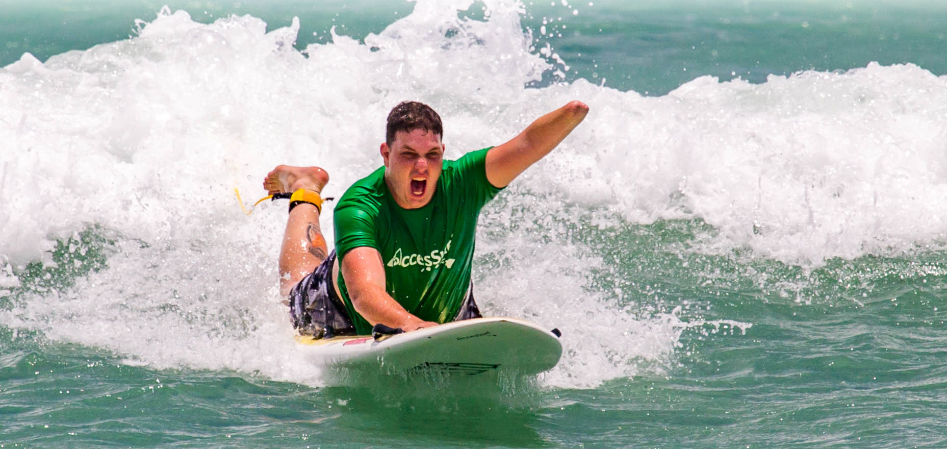 Wounded Warrior participant surfing prone